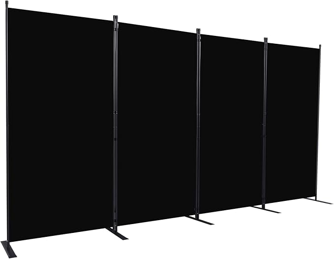 CHOSENM Room Divider, 4 Panel Folding Privacy Screens with Wider Support Feet, 6 Ft Portable Room Partition for Room Separator, 136" W X 71" H, Black