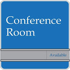 NapTags Conference Room Slider Signs (Sapphire Blue - Silver Frame, 8" x 8")