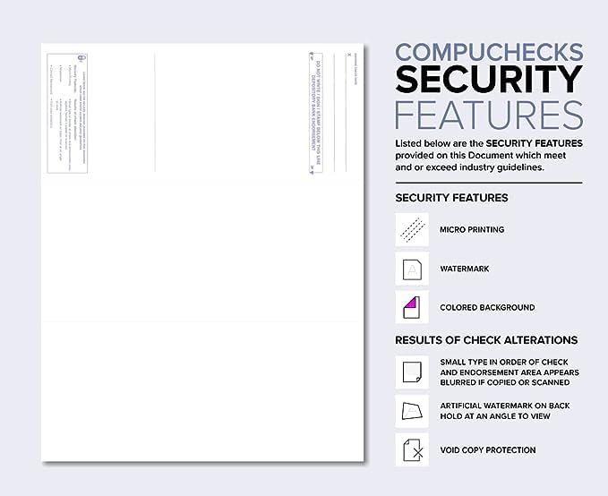 Compuchecks Check on Top Blank Check Paper - 100 Pack, Quick-Books & Laser Printer Compatible - Security Business Checks with Voucher - 8.5" x 11" Brown Marble