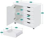 Naomi Home Amy 5-Drawer Craft & Office Storage Cabinet with Shelf, – Rolling Organizer with Pull-Out Door, Adjustable Shelves for Versatile Use, 15.7" D x 18.9" W x 32.2" H