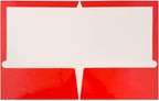 JAM PAPER Laminated Two Pocket Glossy School Folders - Letter Size - High Gloss Red - 6/Pack