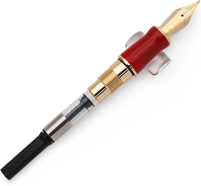 JINHAO 100 Fountain Pen with Ink Converter (Medium Nib 0.7mm, White & Red)