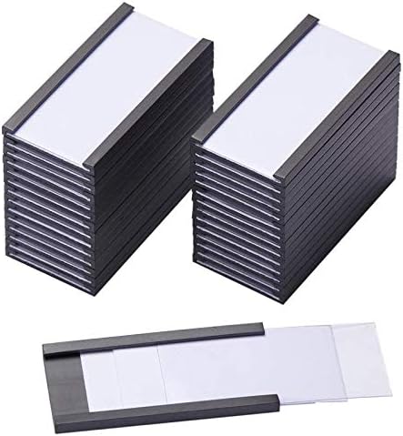 EEOYU Magnetic Label Holders with Magnets, Data Card Holders with Clear Plastic Protectors, Set of 30 (1 x 2 Inch)