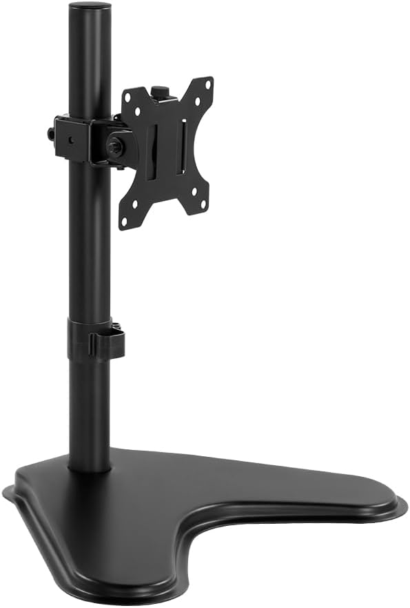 KKTONER Single Computer Monitor Stand Metal Base Free Standing Desk Vesa Mount for 13 inch to 32 inch Screen Height Adjustable Monitor Mount Full Motion Swivel Vesa 75*75mm/100*100mm Hold up 17.6Lbs
