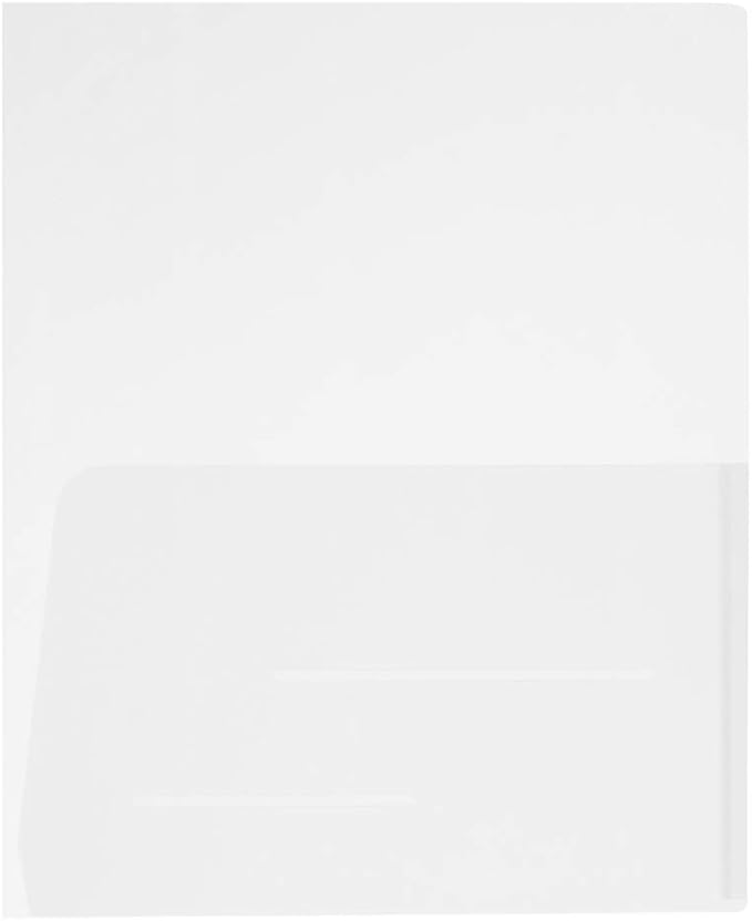 JAM PAPER Plastic Light Weight Flexible Two Pocket Presentation Folders - Clear - 6/Pack