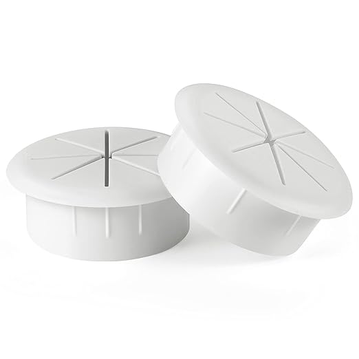 HYCC 2 Pack 2 Inch Flexible Desk Grommet,Organize Wires and Cables on Office Equipment, Computer Components, Entertainment Systems Effectively - Color: White