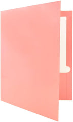 JAM PAPER Laminated Two Pocket Glossy School Folders - Letter Size - High Gloss Baby Pink Pastel - Bulk 50/Box