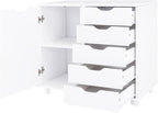 Naomi Home Amy 5-Drawer Craft & Office Storage Cabinet with Shelf, – Rolling Organizer with Pull-Out Door, Adjustable Shelves for Versatile Use, 15.7" D x 18.9" W x 32.2" H