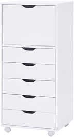 Naomi Home Carly 6-Drawer Craft & Office Storage Cabinet – Rolling Storage Drawers with Lockable Casters, Compact for Craft Rooms, Offices, Under Desk, 18.8" D x 15.7" W x 41.3" H