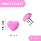Aoxsie 28pcs Decorative Cute Push Pins Multicolored Heart Thumbtacks Thumb Tacks Pushpins for Bulletin Cork Boards Office Products