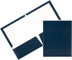 JAM PAPER Laminated Two Pocket Glossy School Folders - Letter Size - High Gloss Navy Blue - 6/Pack