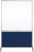 DivideWrite Mobile Whiteboard | Double Sided Dry Erase Board | Portable Office Cubicle Partition | Display for Classrooms, Conference Rooms, Meeting Areas and More | Navy Blue Fabric 4' Wide X 6' Tall