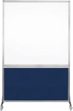 DivideWrite Mobile Whiteboard | Double Sided Dry Erase Board | Portable Office Cubicle Partition | Display for Classrooms, Conference Rooms, Meeting Areas and More | Navy Blue Fabric 4' Wide X 6' Tall