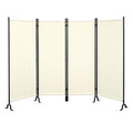 Proman Products - Galaxy 4 Panel Section Privacy Folding Screen Divider, Water Repellent Fabric Room Divider with Black Powder Coated Metal Frame for Indoors or Outdoors (Beige)