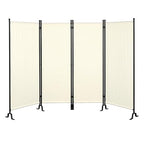 Proman Products - Galaxy 4 Panel Section Privacy Folding Screen Divider, Water Repellent Fabric Room Divider with Black Powder Coated Metal Frame for Indoors or Outdoors (Beige)