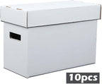 ANDPLAY 10 Pcs Comic Books Storage Boxes With Lids Short Holds 150-175 Stackable Durable Archive White Comic Book Storage