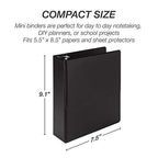 Samsill Economy 2 Inch Mini 3 Ring Binder, Made in The USA, Round Ring Binder, Non-Stick Customizable Cover, 2" Storage, Single, Black