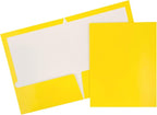 JAM PAPER Laminated Two Pocket Glossy School Folders - Letter Size - High Gloss Yellow - Bulk 25/Pack