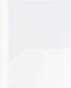 JAM PAPER Plastic 2 Pocket POP Folders - Durable School Folders with Metal Prongs Fastener Clasps - Clear - Bulk 48/Pack