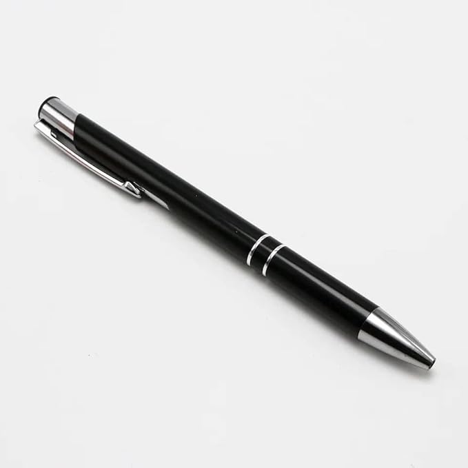 Stylish quality 5 metal ballpoint Pens, black ink, soft writing experience (Black)