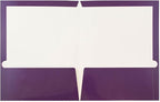 JAM PAPER Laminated Two Pocket Glossy School Folders - Letter Size - High Gloss Purple - Bulk 50/Box