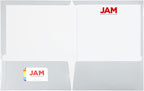 JAM PAPER Laminated Two Pocket Glossy School Folders - Letter Size - High Gloss Silver - 6/Pack