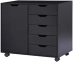 Naomi Home Amy 5-Drawer Craft & Office Storage Cabinet with Shelf, – Mobile Under Desk Unit with Lockable Wheels, Adjustable for Printers & Supplies, 15.7" D x 18.9" W x 32.2" H