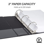 Samsill 3 Inch 3 Ring Binders, Made in USA, Economy Round Ring, Clear View Cover, 550 Sheet Capacity - for School, Home, Office - Black, 4 Pack