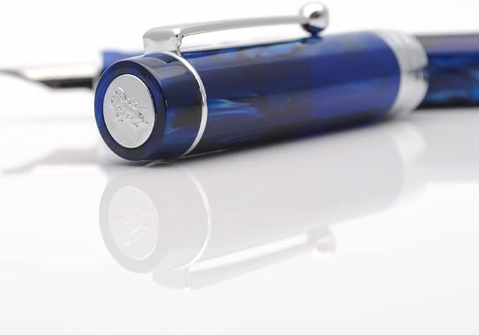 JINHAO 100 Fountain Pen with Ink Converter (Medium Nib 0.7mm, Galaxy Blue with Silver Clip)