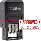 ZIGEL D50 Date Stamp with Approved - Self Inking Date Stamp - Red
