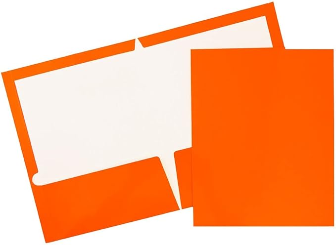 JAM PAPER Laminated Two Pocket Glossy School Folders - Letter Size - High Gloss Assorted Primary Colors - 6/Pack