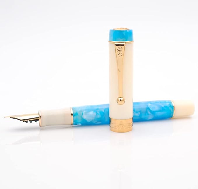 JINHAO 100 Fountain Pen with Ink Converter (Medium Nib 0.7mm, Sky Blue-B)