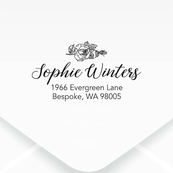 Custom Floral Address Stamp | Choose from 12 Designs | Multiple Ink Color Options | Envelope Return Address Stamp for Couple or Family (Design 6, Medium)
