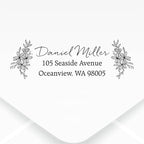 Custom Floral Address Stamp | Choose from 12 Designs | Multiple Ink Color Options | Envelope Return Address Stamp for Couple or Family (Design 9, Extra Large)