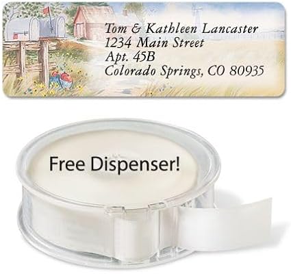 Colorful Images American Countryside Rolled Personalized Return Address Mailing Labels with Dispenser, Customize with Name & Shipping Address, 500 ¾” x 2½” Self Adhesive, Easy Peel Label Roll