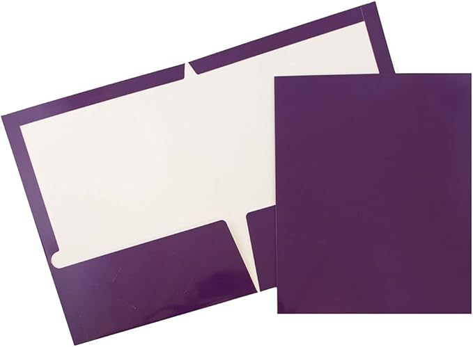 JAM PAPER Laminated Two Pocket Glossy School Folders - Letter Size - High Gloss Assorted Primary Colors - 6/Pack