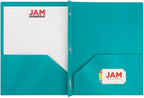JAM PAPER Plastic Color POP Folders - 2 Pocket Durable Folders with Metal Prongs Fastener Clasps - Assorted Fashion Colors - 6/Pack