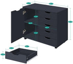 Naomi Home Amy 5-Drawer Craft & Office Storage Cabinet with Shelf, – Mobile Under Desk Unit with Lockable Wheels, Adjustable for Printers & Supplies, 15.7" D x 18.9" W x 32.2" H