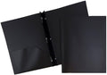 JAM PAPER Plastic 2 Pocket POP Folders - Durable School Folders with Metal Prongs Fastener Clasps - Black - Bulk 48/Pack