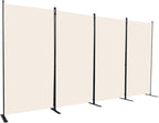 CHOSENM Room Divider, 4 Panel Folding Privacy Screens with Wider Support Feet, 6 Ft Portable Room Partition for Room Separator, 136" W X 71" H, Beige