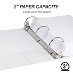 Samsill 3 Inch 3 Ring Binders, Made in USA, Economy Round Ring, Clear View Cover, 550 Sheet Capacity - for School, Home, Office - White, 4 Pack