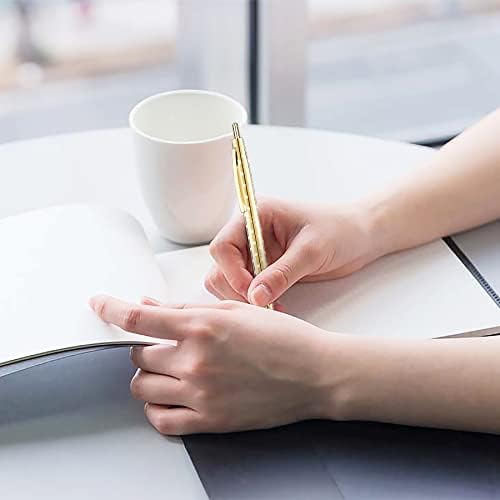 Unibene 6 Pack Cute Dot & Gold Click Ballpoint Pens -1.0mm Medium Point Black Ink with 6 Stainless Steel Refills for Business Office Students Teachers Wedding Christmas