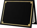 LUXPaper 9.5" x 12" Certificate Holders | Black Linen | Embossed Gold Foil Border | 100lb. Cover | 50 Qty