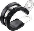 LOKMAN 20 Pack 3/8 Inch Stainless Steel Cable Clamp, Rubber Cushioned Insulated Clamp, Conduit Wire Holder Strap Clips for Tube, Pipe, Cord Installation