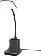 Sailstar Desk Lamp, LED Desk Lamps for Home Office, Wireless Charger Small Desk Lamp with Pen Holder, 3 Color Modes, Dimmable, CRI 85, 800LM, Study Lamps for College Dorm Room, Adapter Included, Black