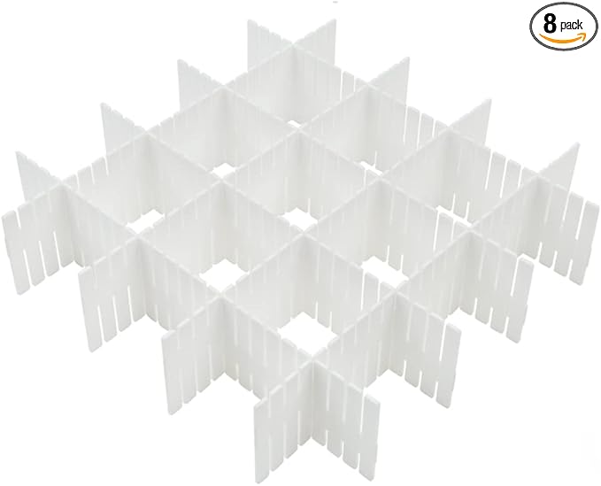 8Pcs Drawer Dividers, Adjustable Drawer Organizer for Socks, Underwear, Makeup, Can Help Tidy Kitchen, Bedroom, Dresser White