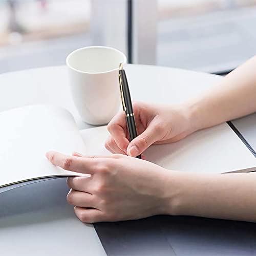 Unibene 6 Pack Black & Gold Click Ballpoint Pens -1.0mm Medium Point Black Ink with 6 Stainless Steel Refills for Business Office Students Teachers Wedding Christmas