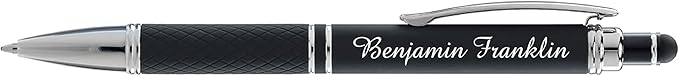 ExpressDesigns™ - Personalized Pens Gift Set - 2 Pack of Soft Touch Metal Pens w/gift box - Luxury Ballpoint Pen Custom Engraved with Name or Message (Black - Purple)