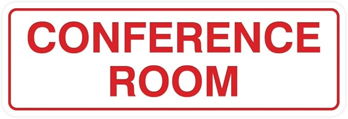 Standard Conference Room Sign - White/Red - Small 1 Pack