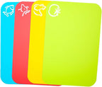 Carrollar Small Flexible Plastic Cutting Board Mats, Cutting Boards Mats With Food Icons, Gripped Back and Dishwasher Safe, Set of 4 (7.5x11.4inch)